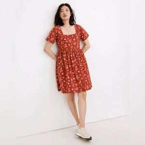 Women’s Madewell Etruscan Clay Color Allie Mini Dress-Cottage Floral-XS
